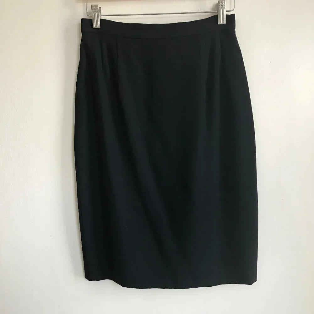 Vintage Giorgio Armani Le Collezioni Black Wool Pencil Skirt Italy Size 6 Fits 2